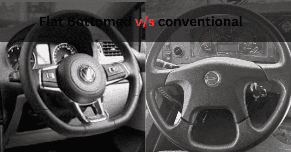 What is the benefit of a flat-bottom steering wheel over a conventional one?