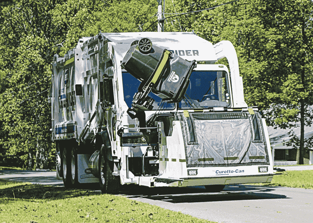 How does a front-load trash truck work?